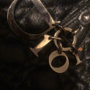 AUTHENTIC Cannage Panarea Black used medium Quilted Christian Dior tote bag